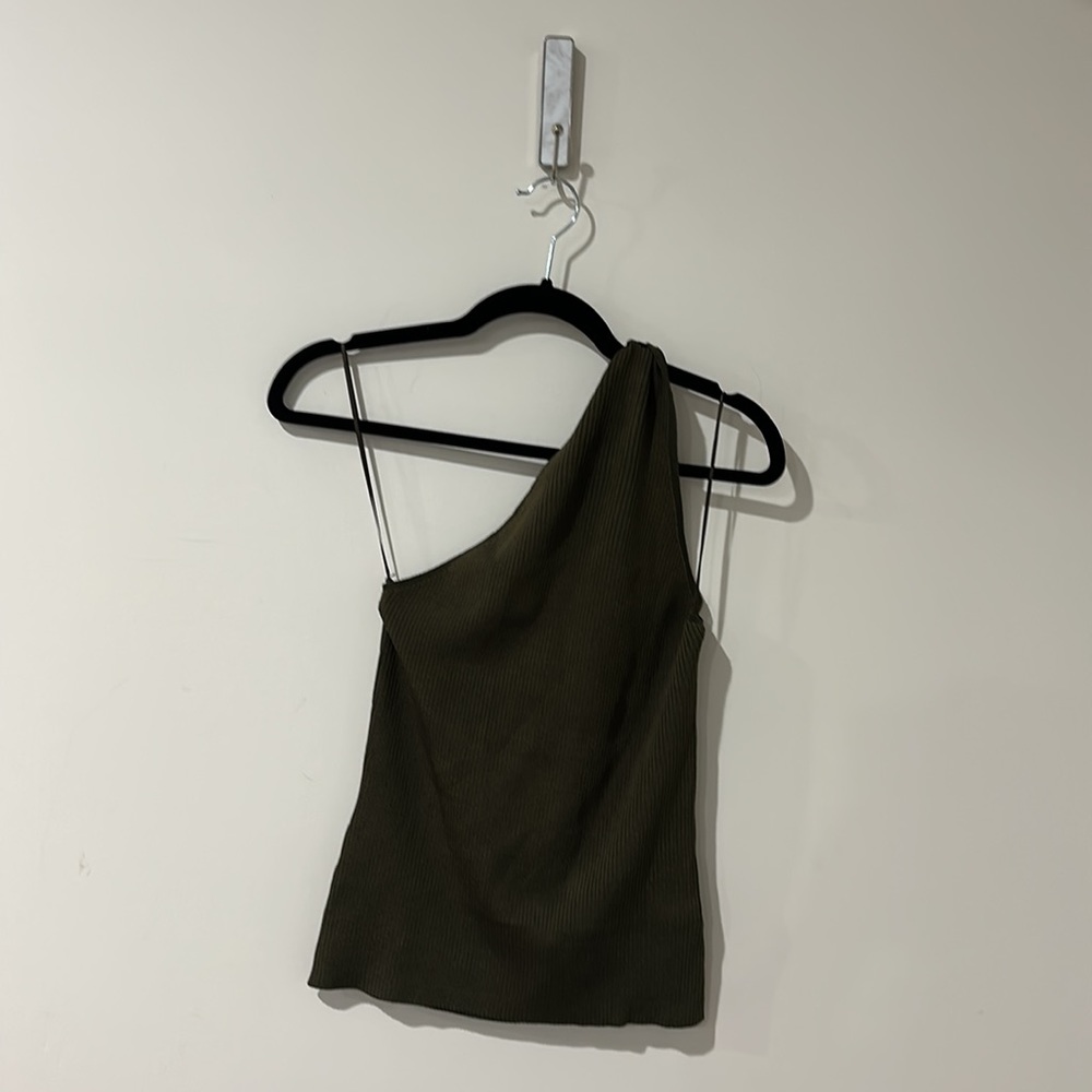 NEW • Reiss • Thea Twist One Shoulder Top Green Large - Picture 3 of 4